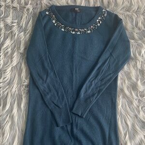 Max Edition Teal Sweater with Embellished Neckline